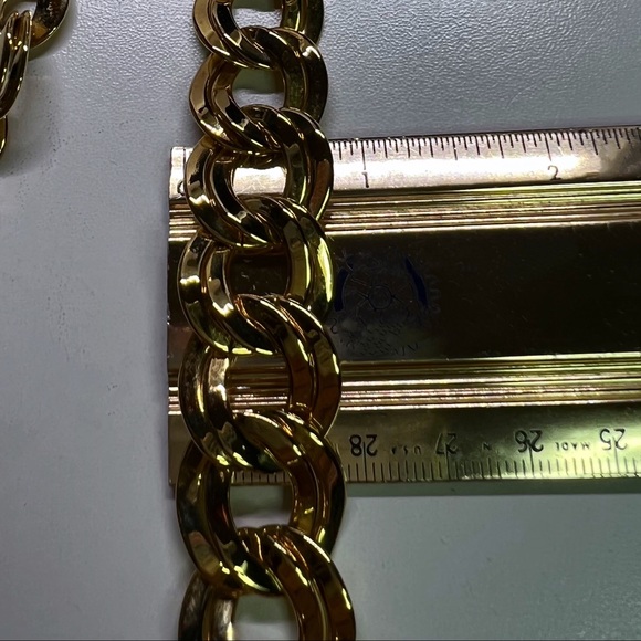 Gold Tone Mirror Finish Cuban Link Statement Necklace - Picture 3 of 5